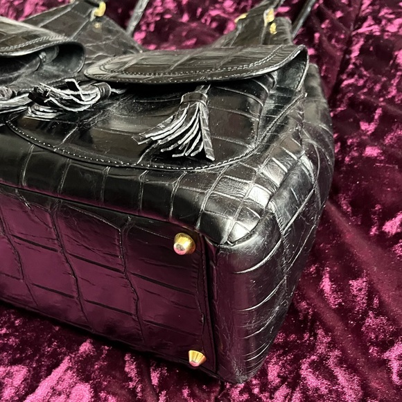 Suarez Genuine Alligator Black Bag - Picture 4 of 10